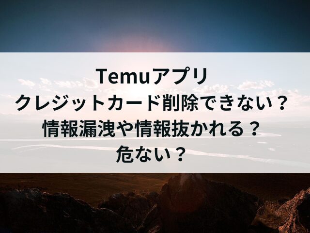 Temuアプリでクレジットカード削除できない？情報漏洩や抜かれるなど危ないか調査